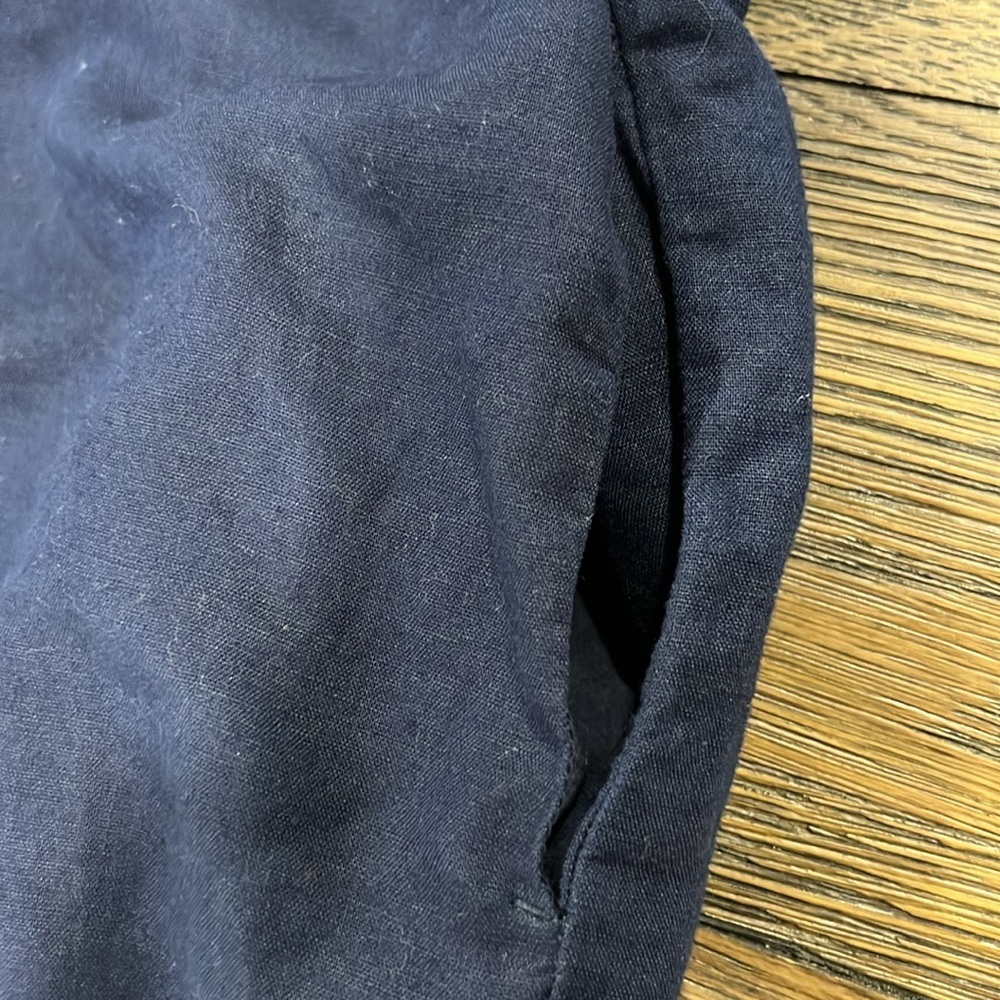 J. Crew Linen Blend Mini Dress 10 Embroidered Floral Boho Chic Navy Blue‎ Cotton - Picture 10 of 10